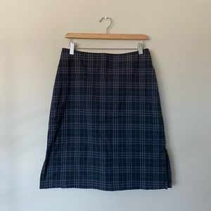 Black and Grey Check Office Siren Bayonetta Midi Skirt